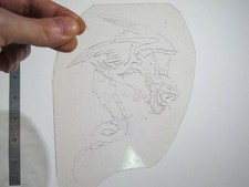 vtg 1960s 70s Tattoo Flash acetate stencil Flying Fierce Dragon DR1