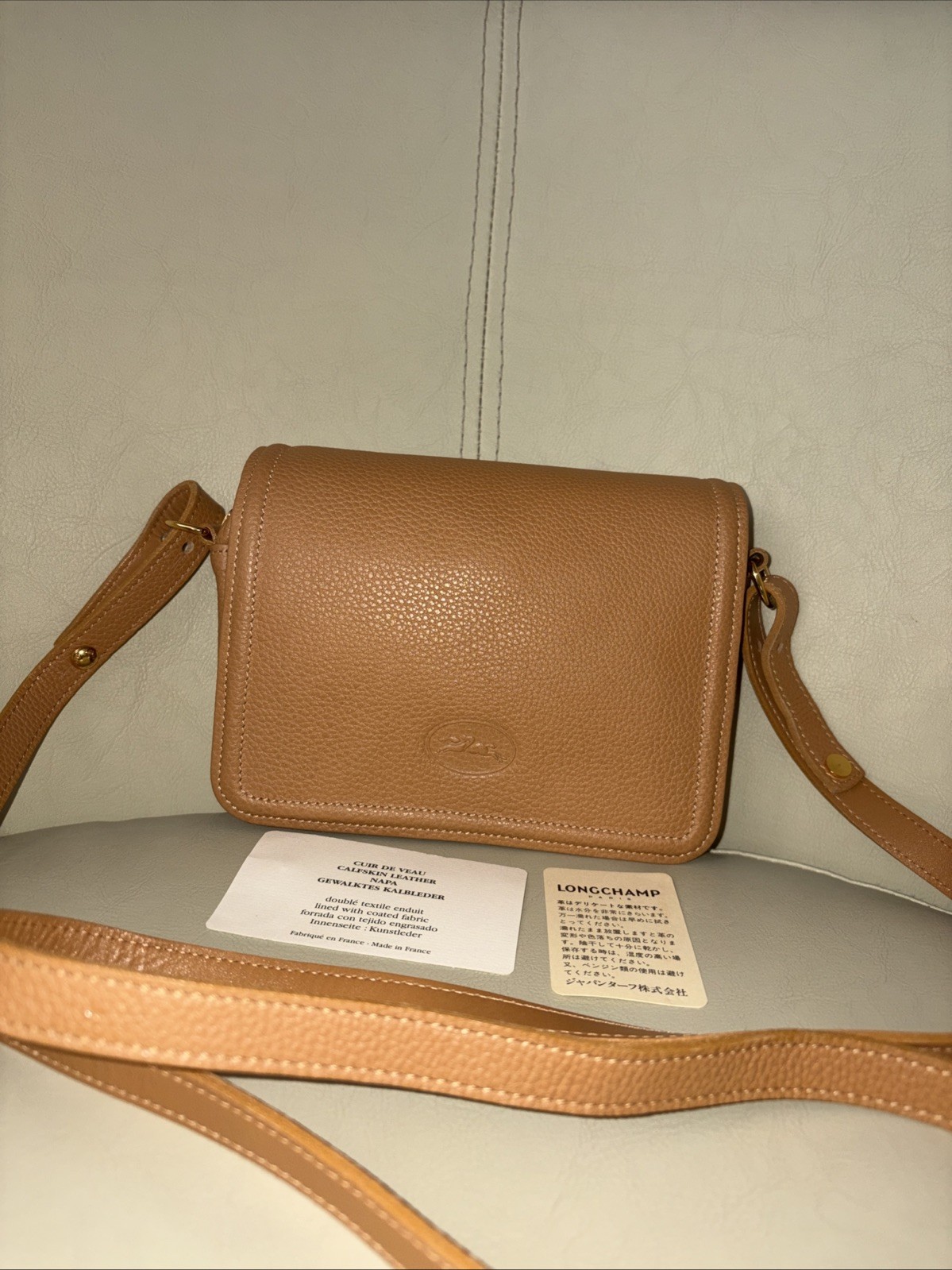 longchamp crossbody bag small Calfskin Leather  Used L 6