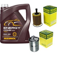 Inspektionspaket 5L Mannol Energy 5W-30 FüR VW Polo 1.4 TDI Seat Ibiza IV 1.9