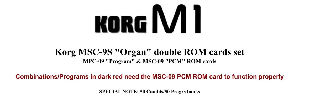 Korg M1,T3,T2,T1 Korg M1R Card MSC-09 Organ Sounds | eBay