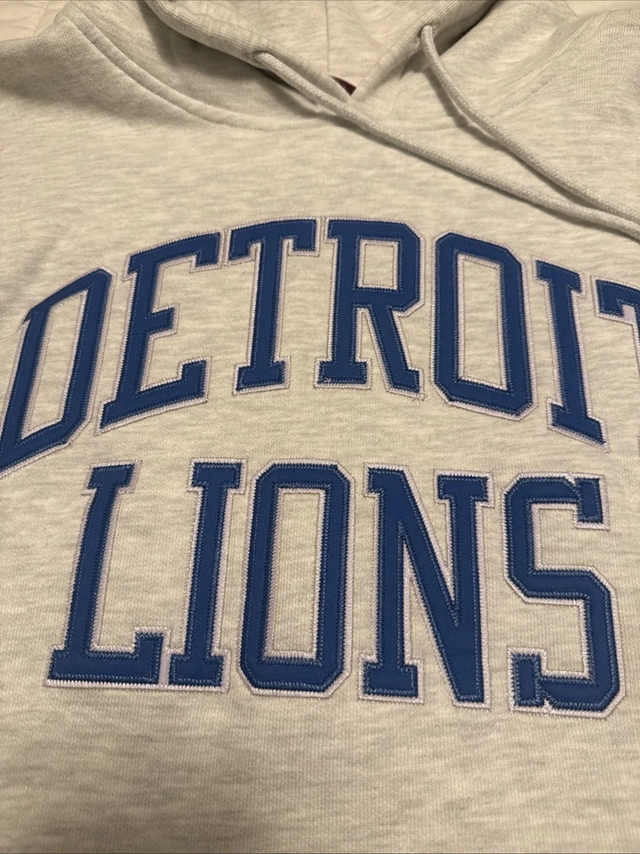 Moletom com capuz masculino Mitchell & Ness Detroit Lions Throwbacks tamanho 3XLT novo com etiquetas cinza urze - Imagem 2 de 4