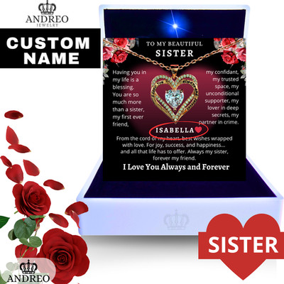 18k Heart CUSTOM Birthday Gift Necklace Jewelry to My Sister Gifts ANDREO