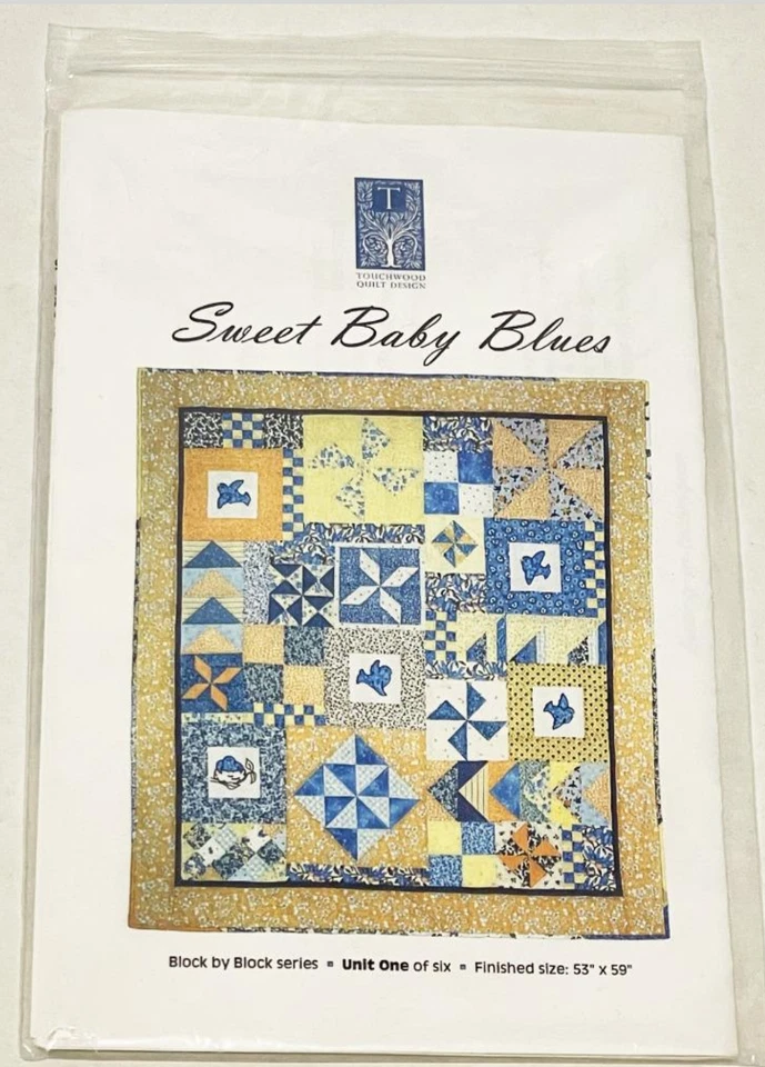 Edredón parcialmente completado con telas de moda de diseño de madera táctil Sweet Baby Blues Foto 2 de 4