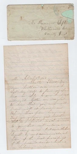 CIVIL WAR LETTER - 7th Indiana Vols - Captured Rebel Prisoners Pratt's Point VA!