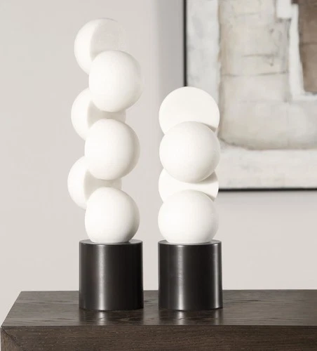 Uttermost 18198 Symmetry 18" Tall Iron and Rice Stone Abstract - Black / Smooth - Picture 2 of 5