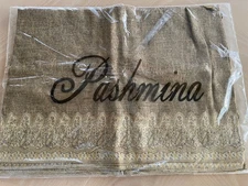 Pashmina Gold Tone Shawl - Brand New