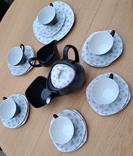  Midwinter modern  Monaco Jessie Tate afternoon tea set, black & white 20 items 