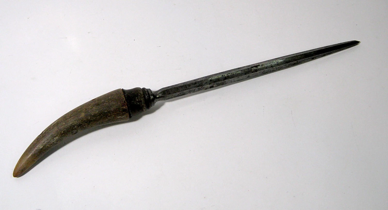 Antique 1900s Antler Handle Sheffield Hexagon Hone Steel Knife Sharpener