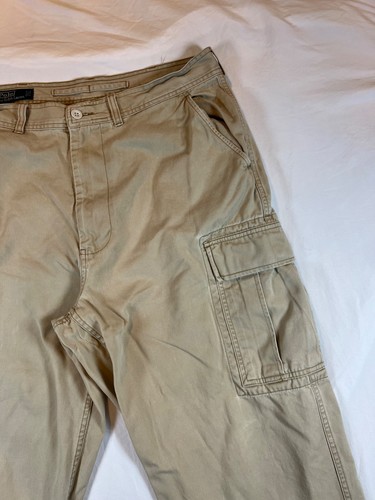 Polo Ralph Lauren 36x32 Pants Mens Khaki Cargo Military Army Y2K Chino VTG Prep - Picture 9 of 24