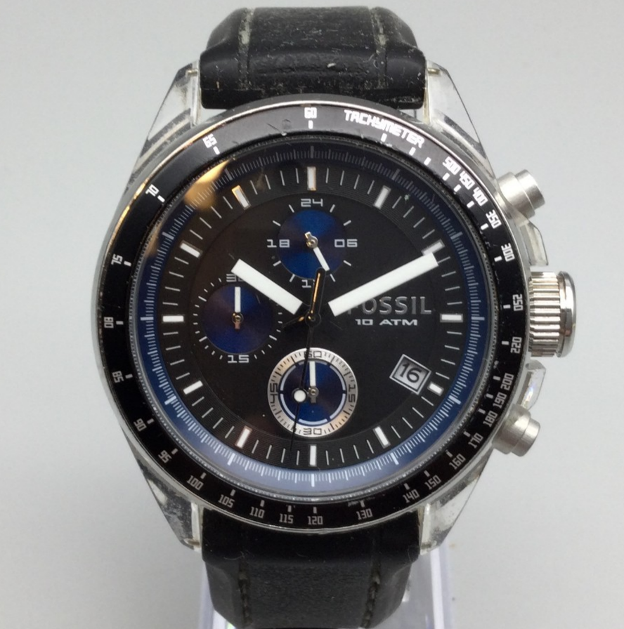 Fossil Decker Chronograph Watch Men 43mm Silver Tone Limited LE1007 New  Battery