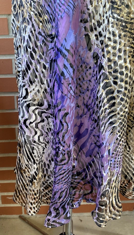 Vestido para mujer Joseph Ribkoff talla 10 animal estampado púrpura mezcla seda forrado usado en excelente estado Foto 4 de 4