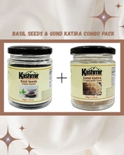 Gond Katira & Basil Seeds Combo 100g+100g | Natural Cooling Herbs | Summer Detox
