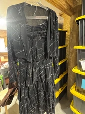 Glittery black Sleevless Party Dress Size S with matching jacket