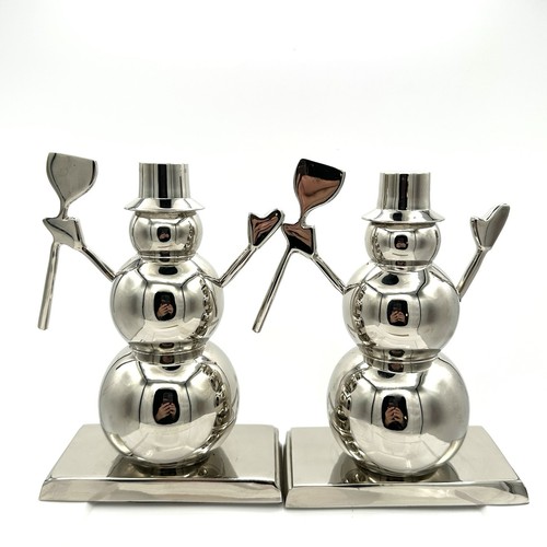Two Silver Color Snowman Christmas Stocking Hangers Metal Extra Long Hook Arm - Picture 7 of 13