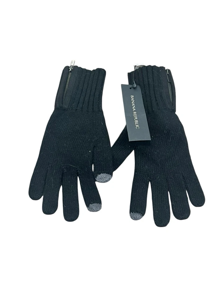 GUANTES MUJER BANANA REPUBLIC NEGRO LANA MERINO HILO ITALIANO CREMALLERA MENSAJES DE TEXTO NUEVOS CON ETIQUETAS Foto 2 de 4
