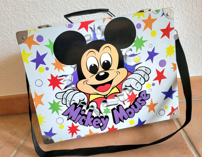 MICKEY MOUSE Vintage Metall KofferCa. 30 x 39 cm groß original Umhängegurt