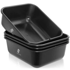 4-Pk Commercial Bus Box/Utility Tub - Plastic Storage Bin Dish Basin, 11L Blk