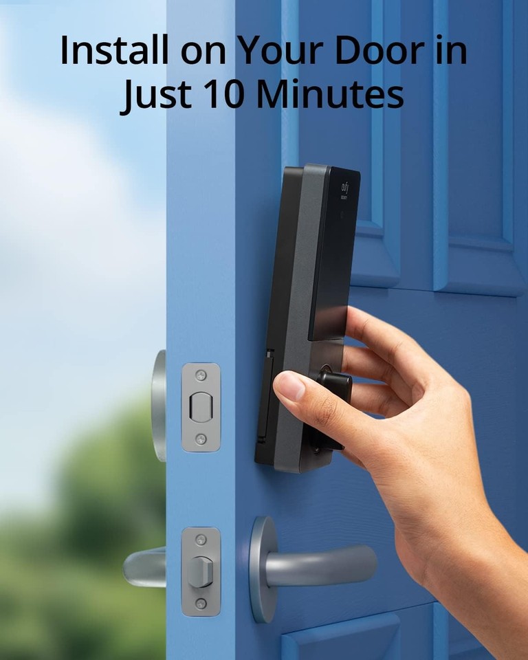 Image showcasing eufy Retrofit Smart Lock E110+Wireless Keypad Keyless Entry Door Lock ...
