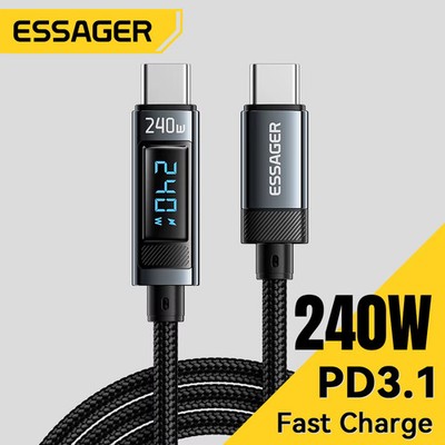 Essager 240W USB Type C To USB C Cable 100W PD 3.1 Fast Charging Charger Wire Fo