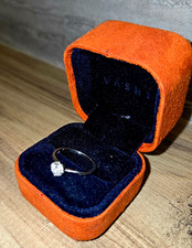 Vashi Platinum 900 Hallmarked Round Diamond Solitaire Ring Size L VVS2 F