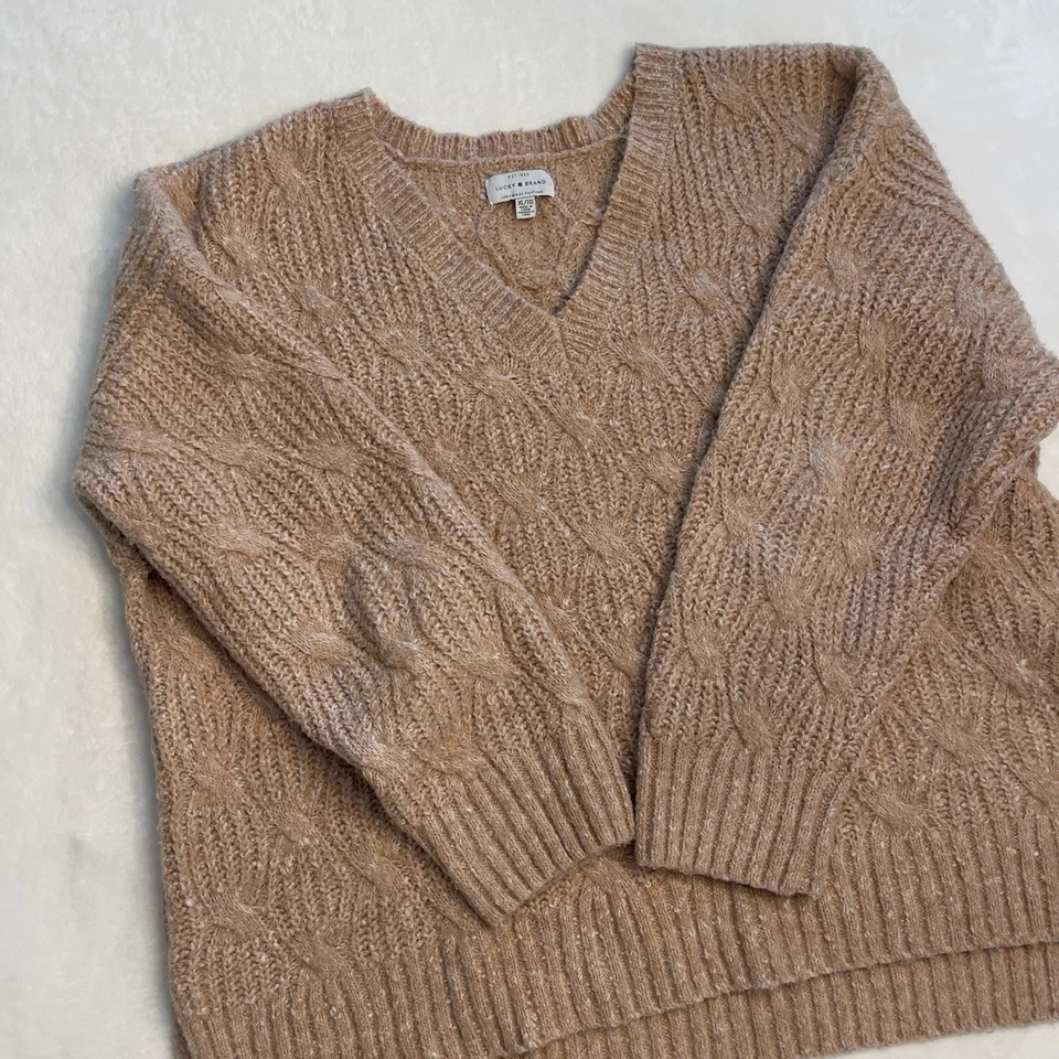 Suéter Lucky Brand para mujer XL relajado mezcla de algodón cuello en V cómodo Cottagecore Foto 3 de 4