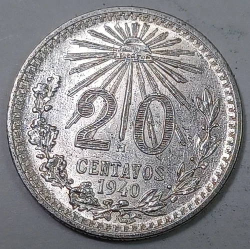 1940 Mexico 20 Centavos Silver — photo from the most recent tracked eBay sale