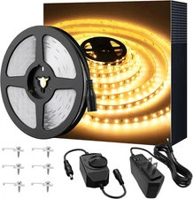 Warm LED Strip Lights,16.4Ft Dimmable Strip Lighting,3000K 5M 12V Tape Light, 28