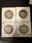 Lot Of 4 Barber Half Dollars Silver
