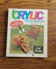 VTG 1960's Craft Master Crylic Paint By Number Set Sealed 16008 Floral Acrylic