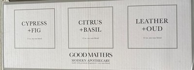GOOD MATTERS Scented Luxury Candles, Modern Apothecary Gift Set (3 candles)