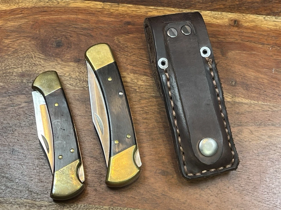 Cuchillo táctico Molle Police Buck 110, 112 funda HD cuero marrón grueso EE. UU. Foto 2 de 4