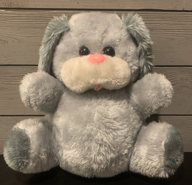 Dan Dee Imports~Plush~Dog/Puppy~Stuffed Animal~Toy  12”~Grey~Vintage