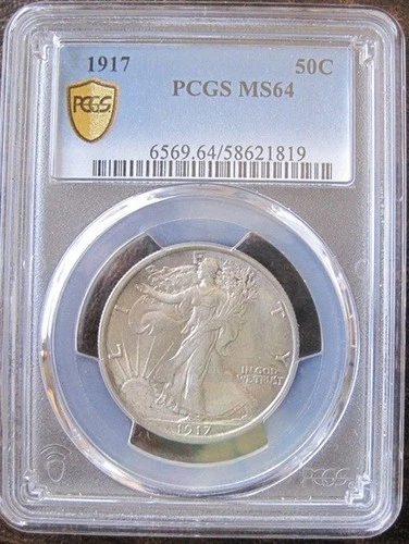 1917 WALKING LIBERTY HALF DOLLAR 50c  PCGS MS64