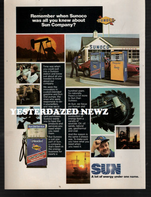 1983 print ad for Sunoco Sun: ''A lot of energy under one name''
