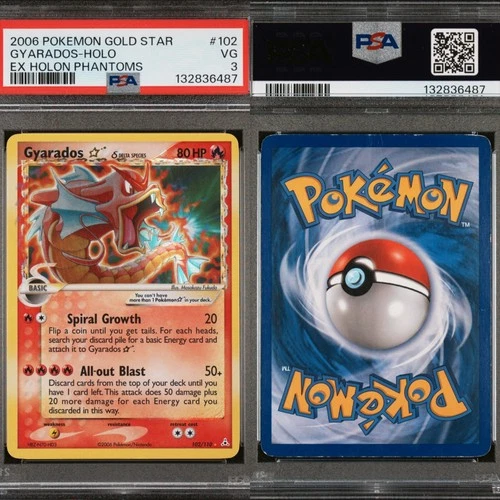 🔥 PSA 3 GYARADOS GOLD STAR HOLO RARE | EX HOLON PHANTOMS 102/110🔥