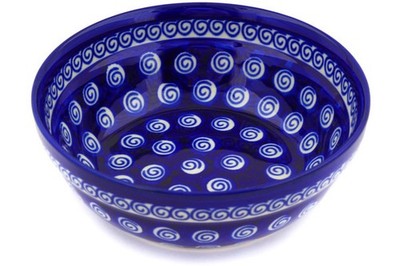 Polish Pottery Bowl 7'' Cobalt Swirl-Artisanimports|18554