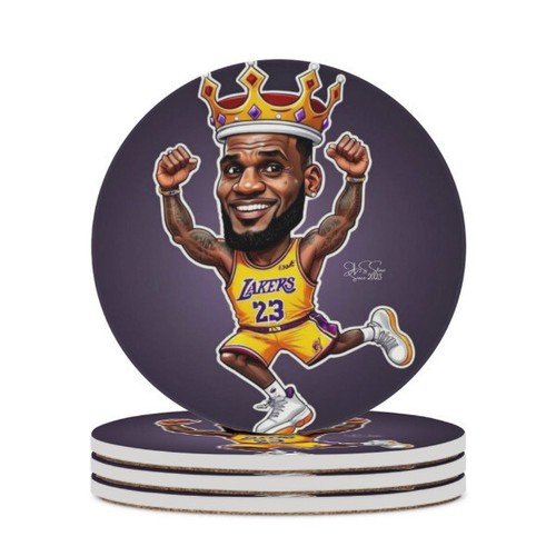 4 Stk. Getränke Untersetzer Set Keramik/Kork | 10cm | NBA Lebron James Stil - Picture 9 of 13
