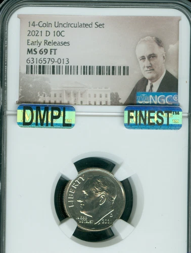 2021 D ROOSEVELT DIME NGC MS69 FT MAC DMPL SPOTLESS & FINEST GRADE .