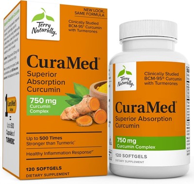 CuraMed 750 mg Curcumin Complex - Superior Absorption   120 Non-GMO Softgels