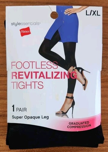 Hanes Women's L / XL Footless Revitalizing Compression Tights BLACK #13424