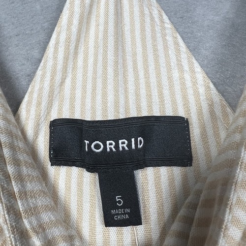 Torrid Linen Blend Romper Shortalls Overalls Shorts 3.5” Playsuit Stripe Size 5 - Picture 12 of 15