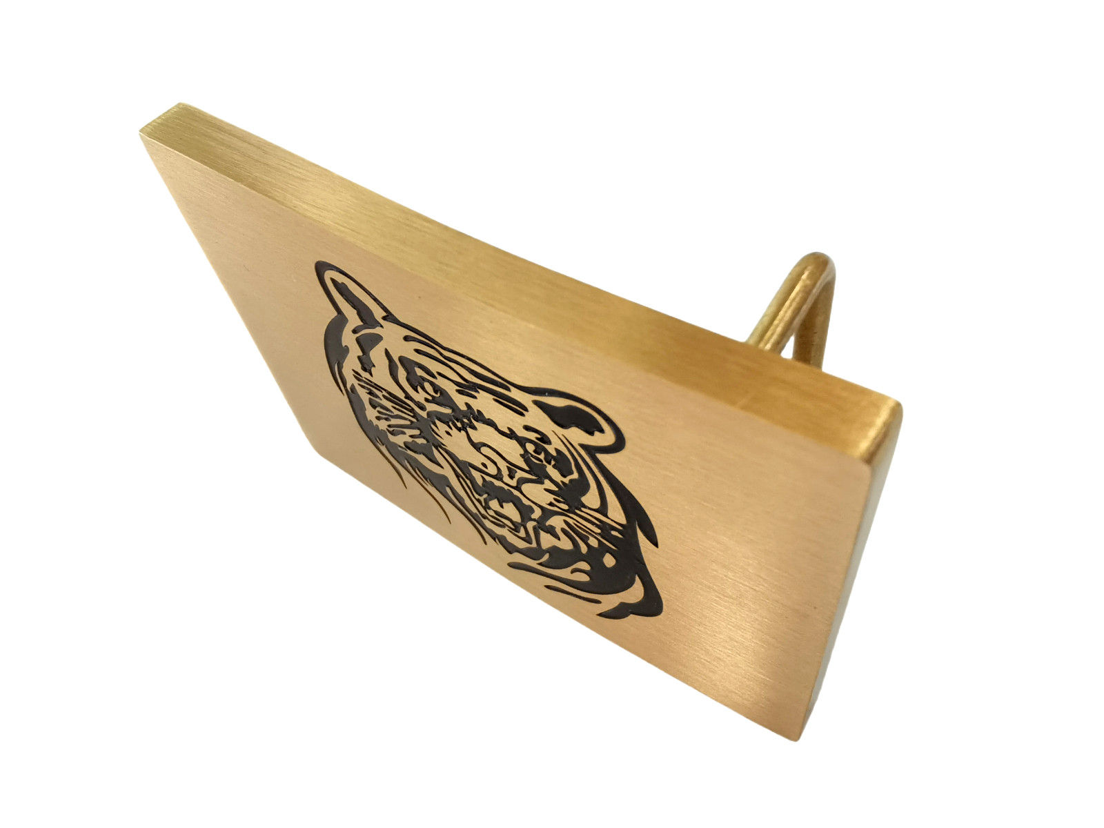 heavy thick solid brass rectangular tiger pattern… - image 7