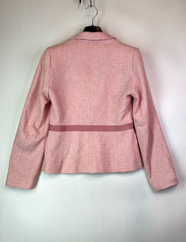 New Portmans Womens Blazer 10 Cotton Blend Pink Bow Belt Pocketed Loose Fit - Picture 2 of 13