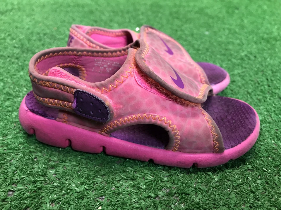 Girls Toddler Nike Sunray Adjustable Sport Beach Sandals Pink & Purple Size 7c - Image 2 of 4