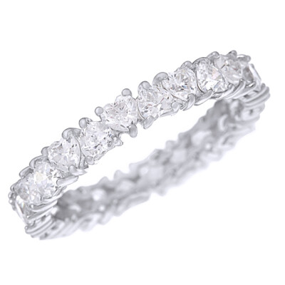2 2/5 Ct Simulated Heart Diamond Eternity Band Ring 14K White Gold Plated Silver