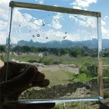 Hand Blown Bubble Glass Square Serving Tray Cheese Plate