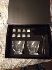 Whiskey glass and stone set