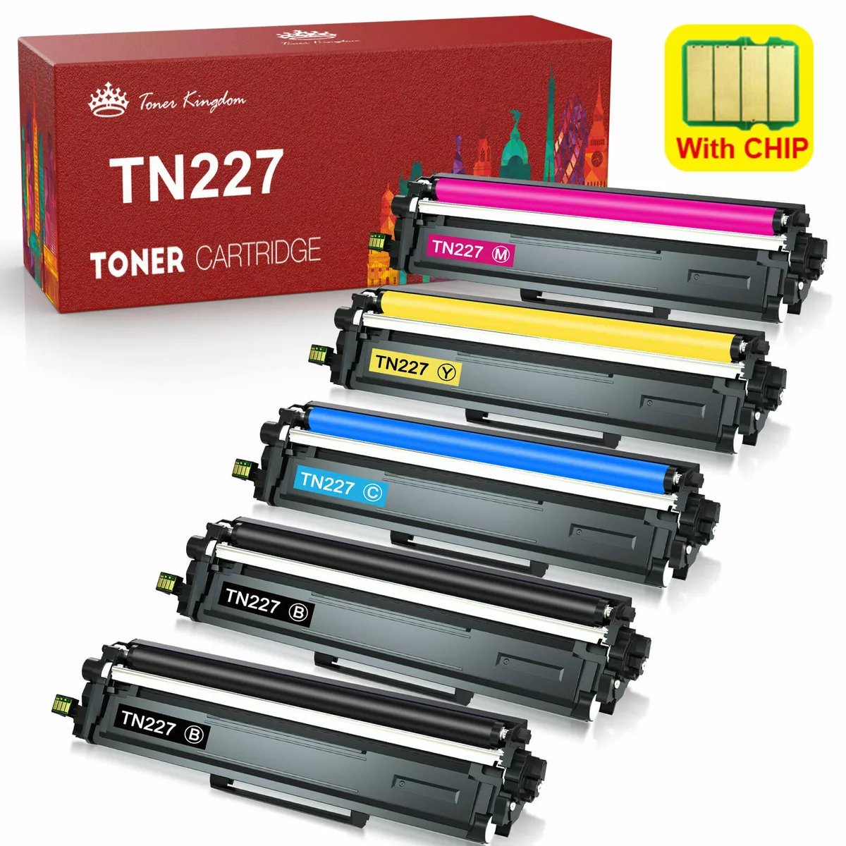 5 Pack TN227 Toner HIgh Yield For Brother MFC-L3770CDW HL-L3270CDW  HL-L3290CDW