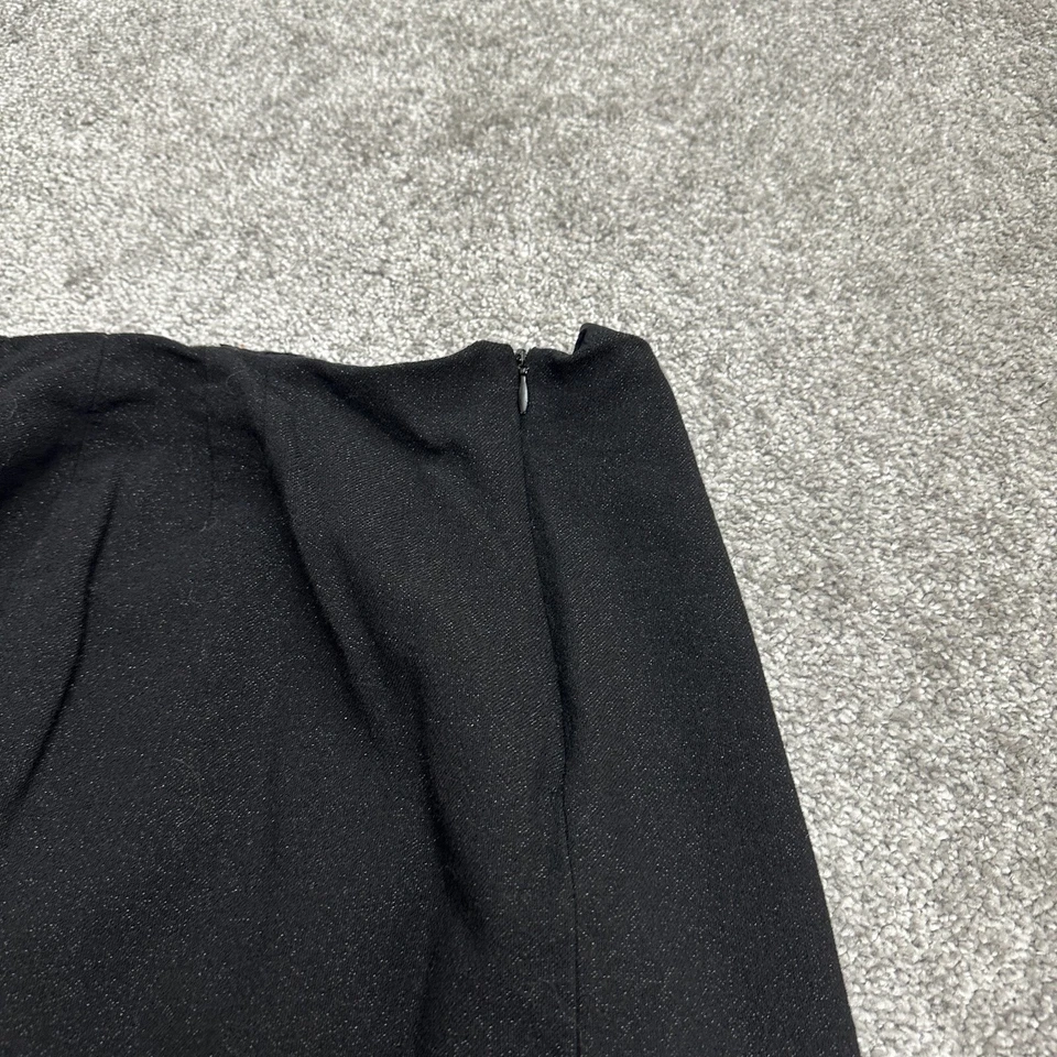 Falda midi con dobladillo festoneado Emanuel Ungaro para mujer 10/44 negra lana brillo Foto 3 de 4