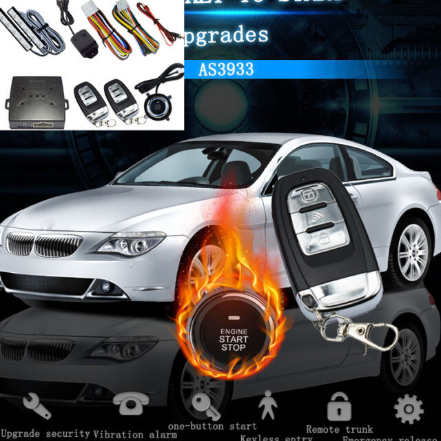 C8 Car Entry Security System Kit Engine Start Button Vibration Alarm Remote